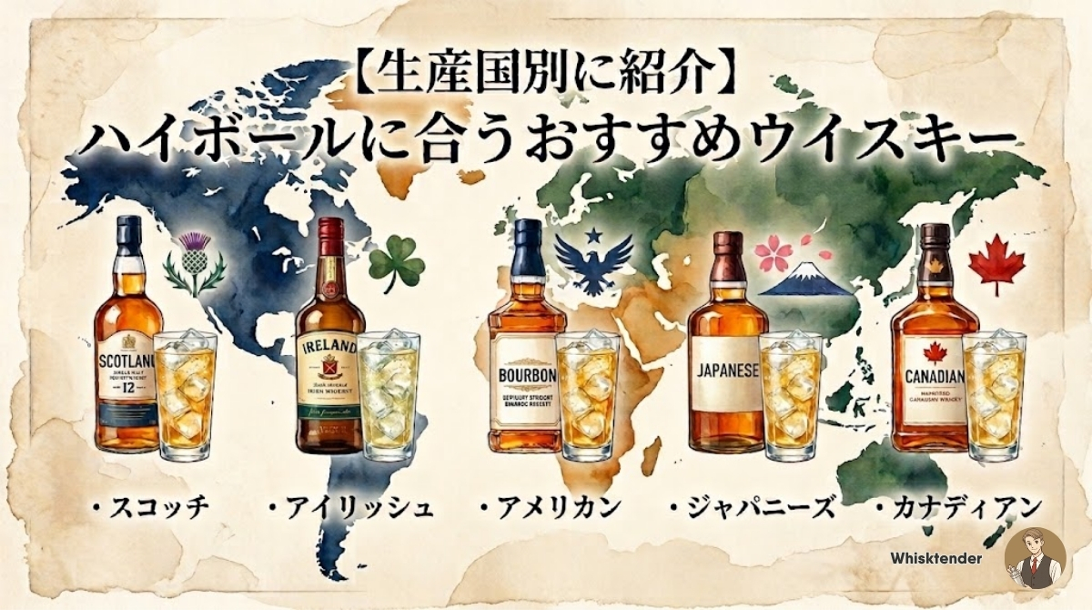 ハイボールに合うおすすめウイスキーを生産国別に紹介
