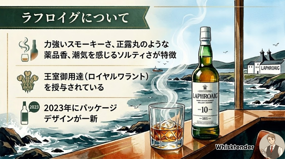 ラフロイグはアイラ島で造られるスモーキーなシングルモルト