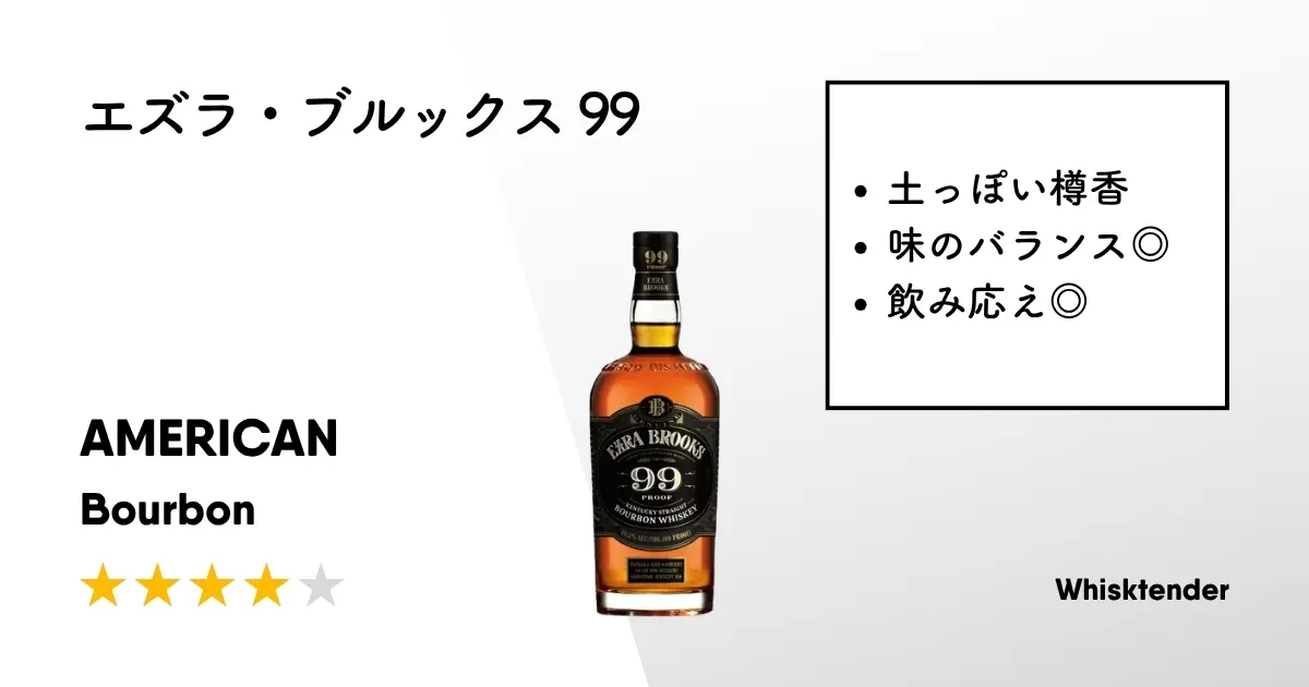 レビュー｜エズラ・ブルックス 99【土っぽい芳ばしいウッディさ 