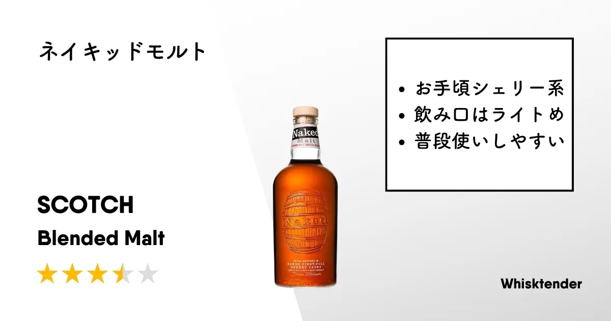 レビュー｜ネイキッドモルト【手軽な価格でシェリー樽の風味が楽しめる