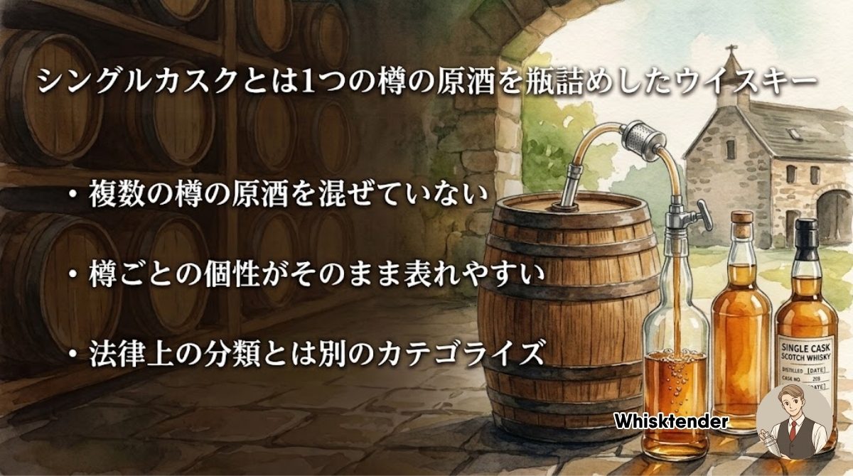 シングルカスクとは1つの樽の原酒を瓶詰めしたウイスキー